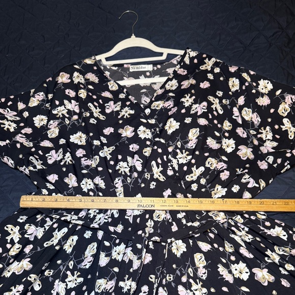 Nemidor | EUC Women’s Black Floral Midi Dress Size 20 - Picture 9 of 10